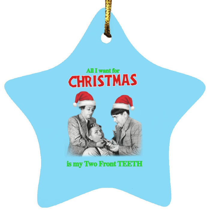 Three Stooges Two Front Teeth Star Ornament