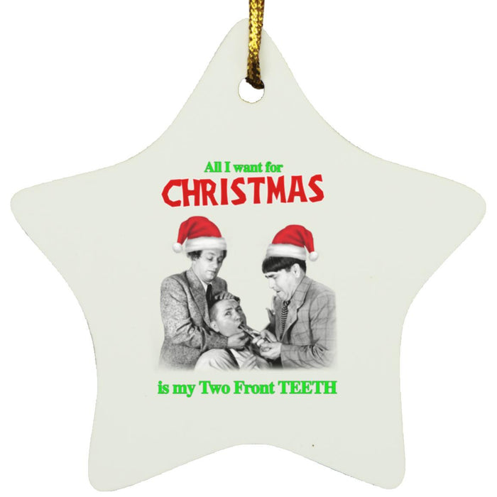 Three Stooges Two Front Teeth Star Ornament