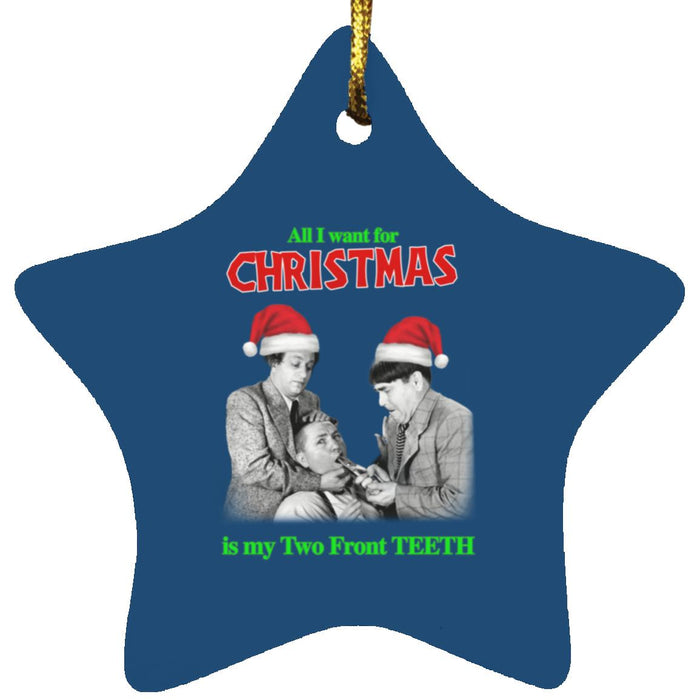 Three Stooges Two Front Teeth Star Ornament