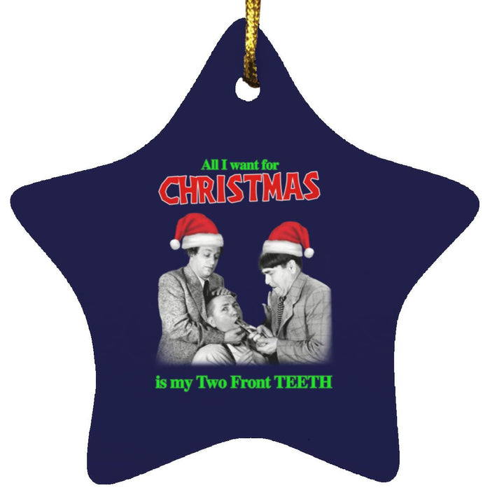 Three Stooges Two Front Teeth Star Ornament