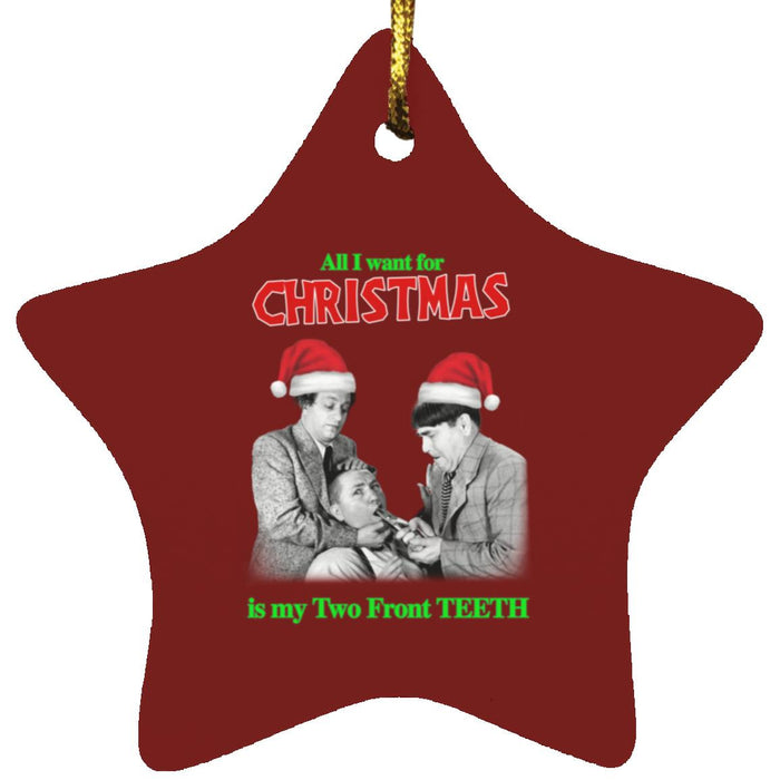 Three Stooges Two Front Teeth Star Ornament