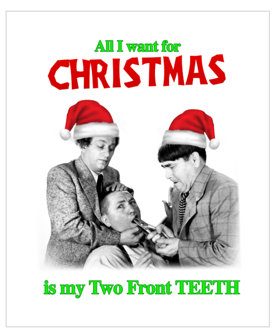 Three Stooges Two Front Teeth Christmas Cards Set of 25