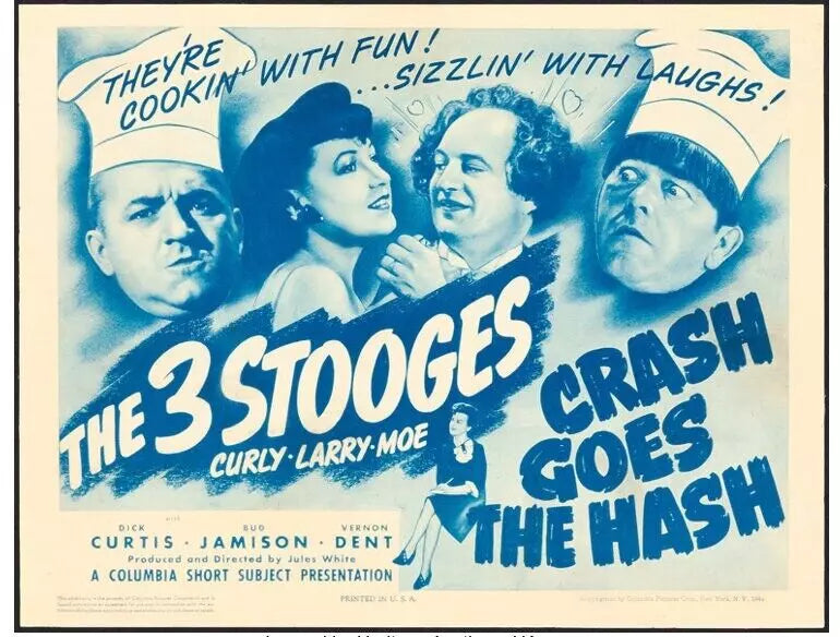 1944 Original Three Stooges Crash Goes the Hash Lobby Card! Larry Fine Estate!