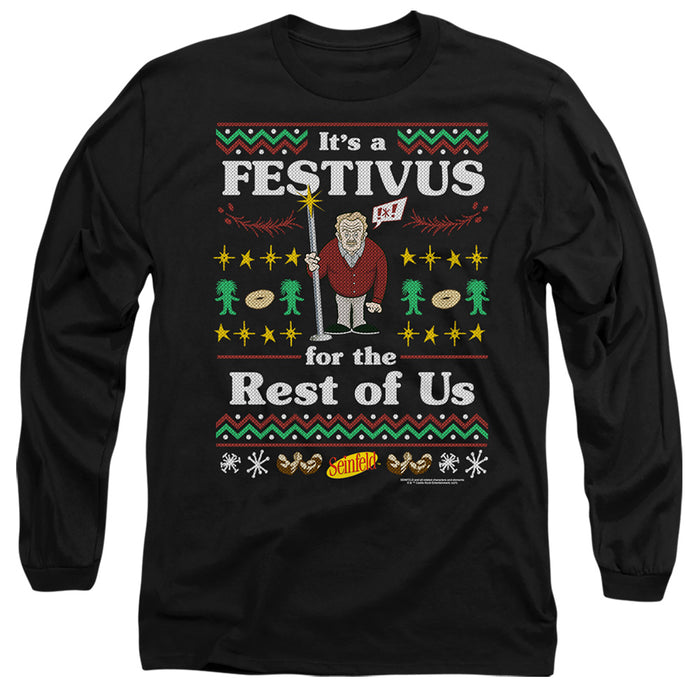 SEINFELD/FESTIVE FESTIVUS-L/S ADULT 18/1-BLACK-SM